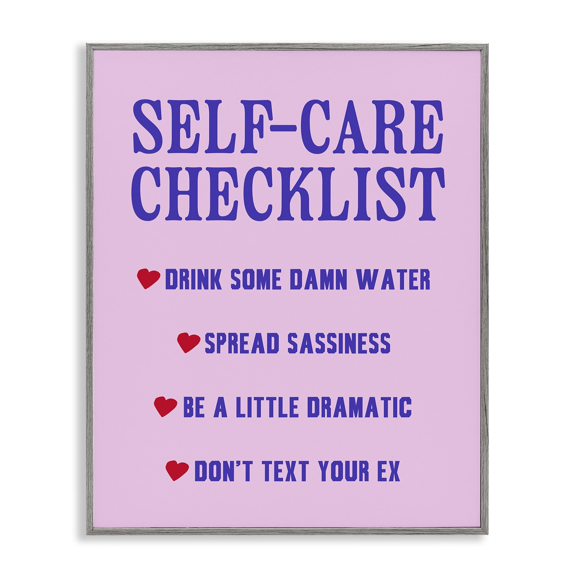 Stupell Industries Sassy Self Care Checklist Text & Numbers Painting Gray Framed Art Print Wall Art, 11 x 14