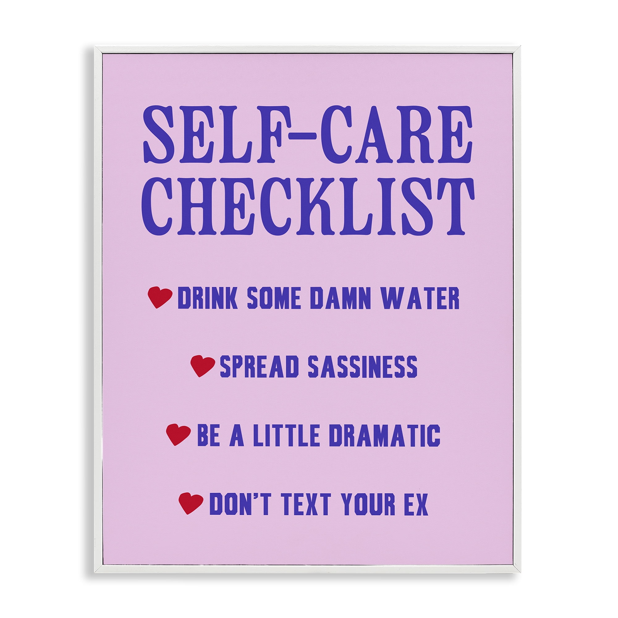Stupell Industries Sassy Self Care Checklist Text & Numbers Painting White Framed Art Print Wall Art, 16 x 20