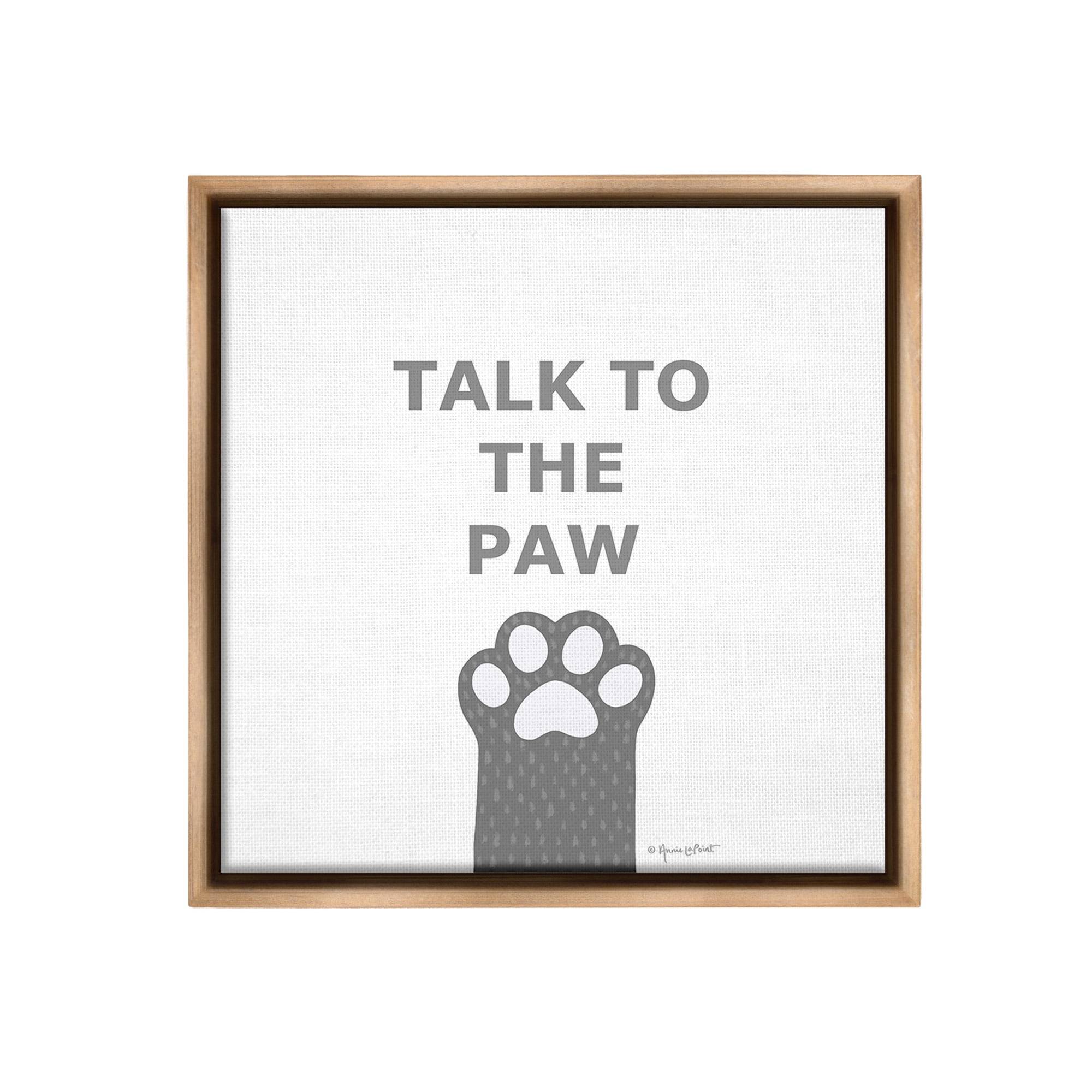 Stupell Industries Sassy Talk to the Paw Animals & Insects Painting Brown Floater Framed Canvas Art Print Wall Art, 18 x 18