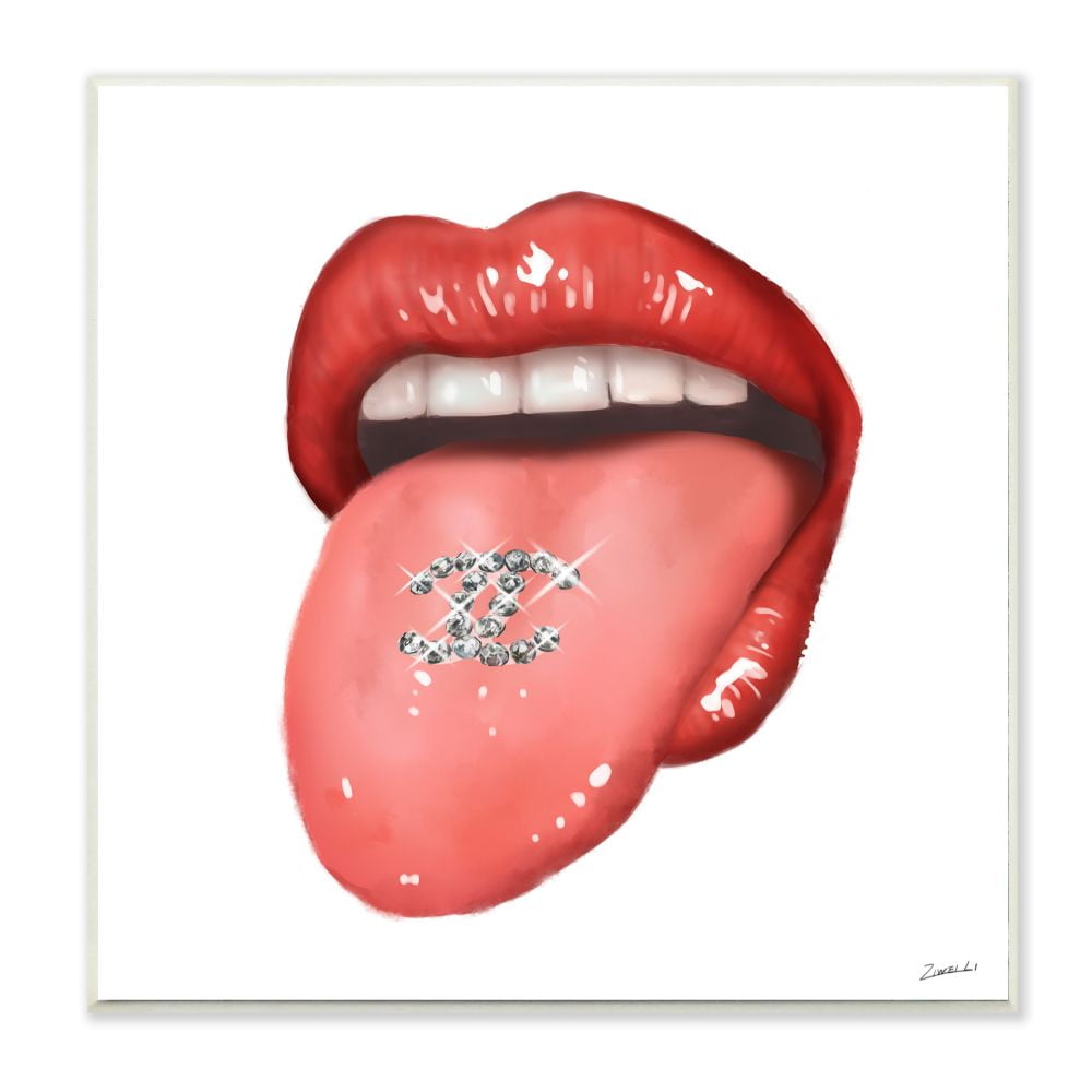 Stupell Industries Sassy Tongue Out Fashion Brand Detail Lips Designed by Ziwei Li