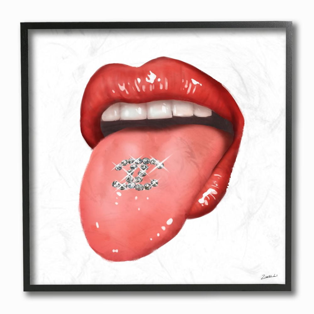 Stupell Industries Sassy Tongue Out Fashion Brand Detail Lips Designed by Ziwei Li