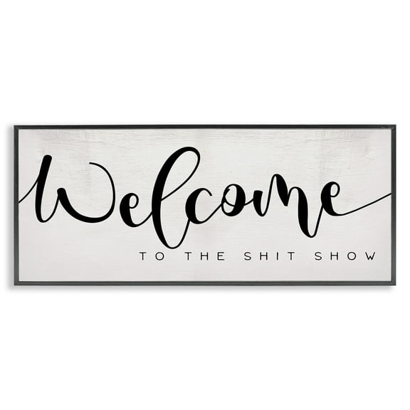 Stupell Industries Sassy Welcome Phrase Typography Painting Black Framed Art Print Wall Art, 24 x 10