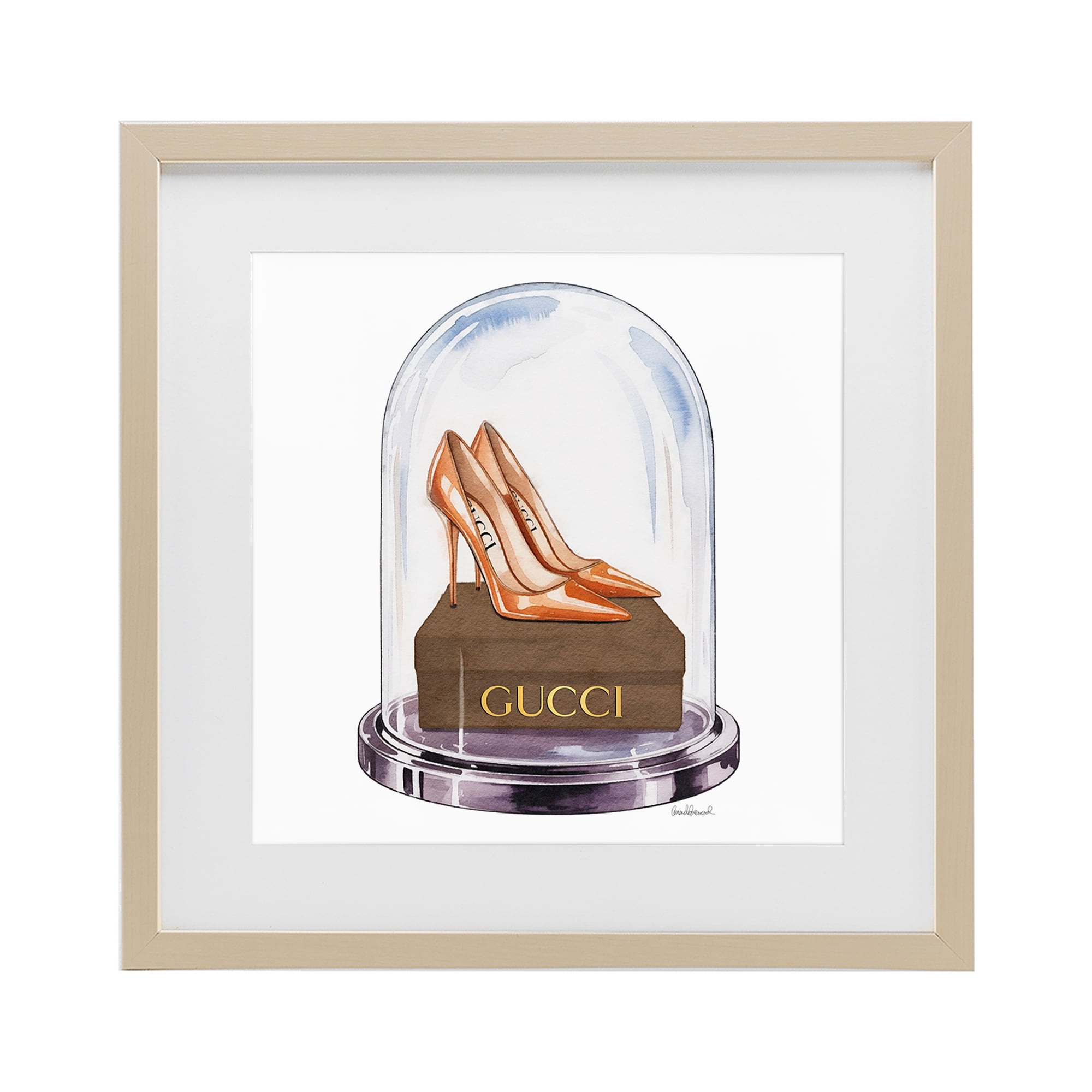 Stupell Industries Satin Heels in Bell Jar Birch Framed Print Under Glass, design by Amanda Greenwood
