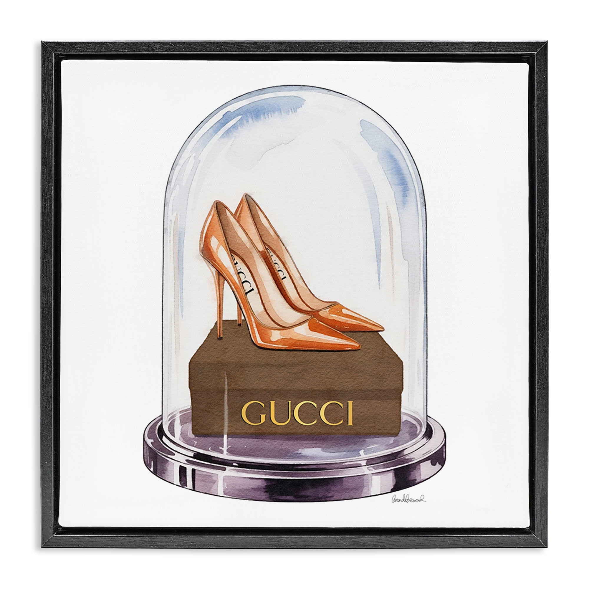 Stupell Industries Satin Heels in Bell Jar Black Framed Floater Canvas Wall Art, design by Amanda Greenwood