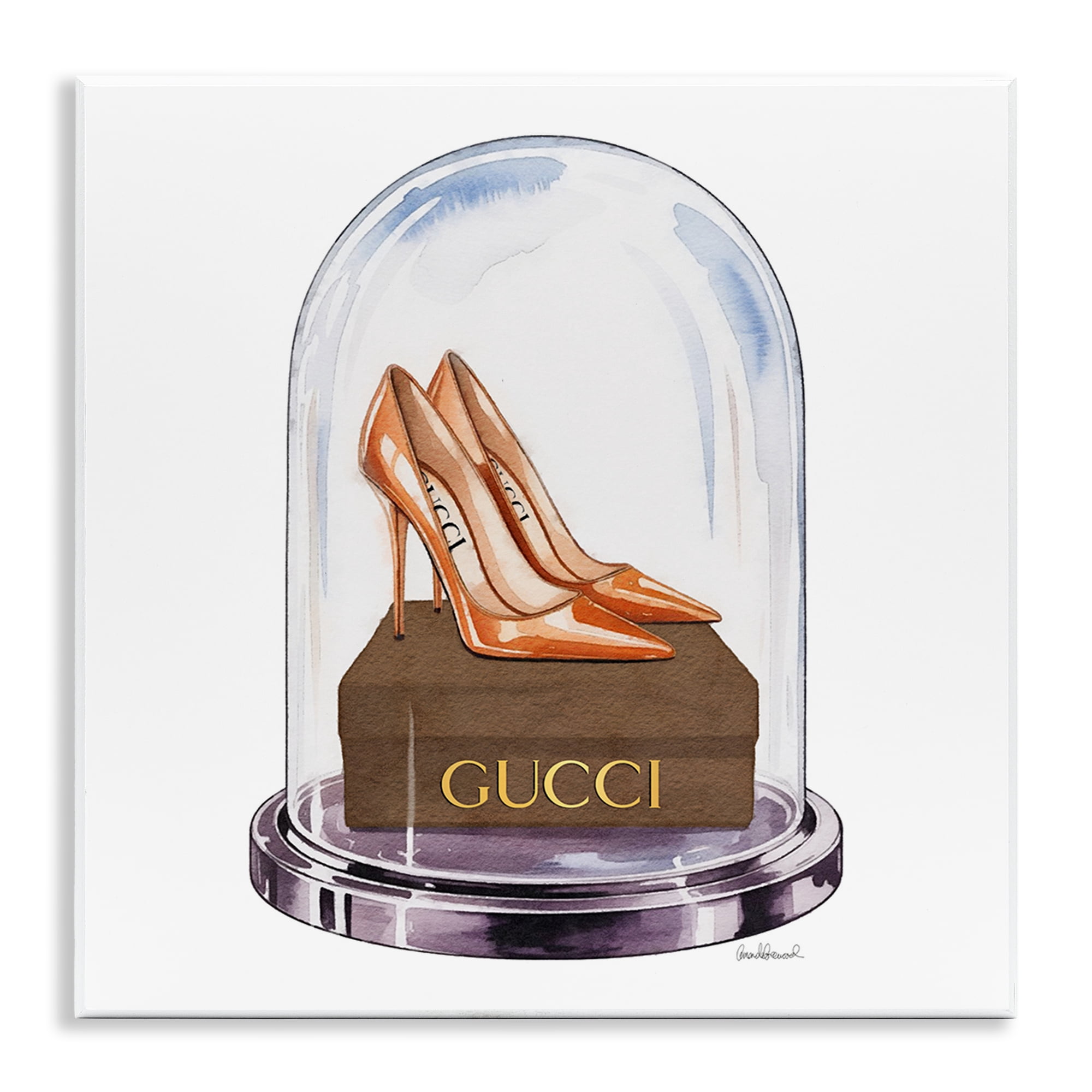 Stupell Industries Satin Heels in Bell Jar Wall Plaque Art, design by Amanda Greenwood