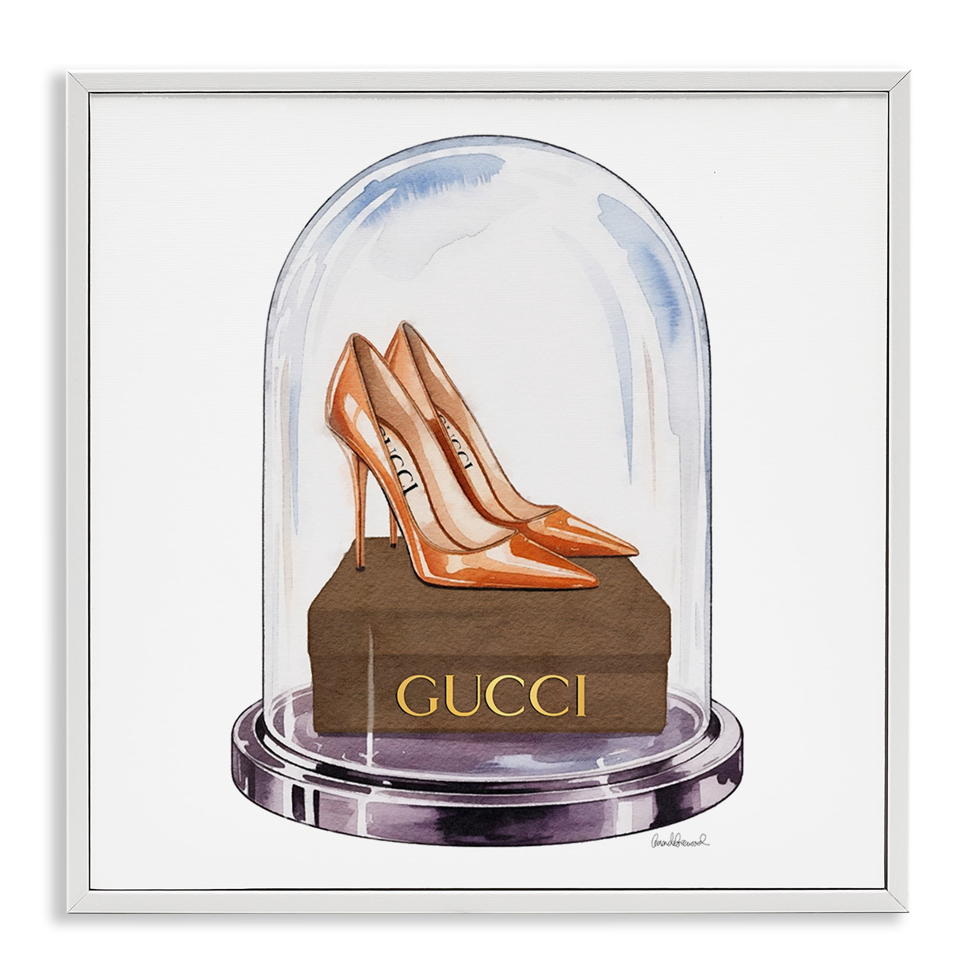 Stupell Industries Satin Heels in Bell Jar White Framed Giclee Art, design by Amanda Greenwood
