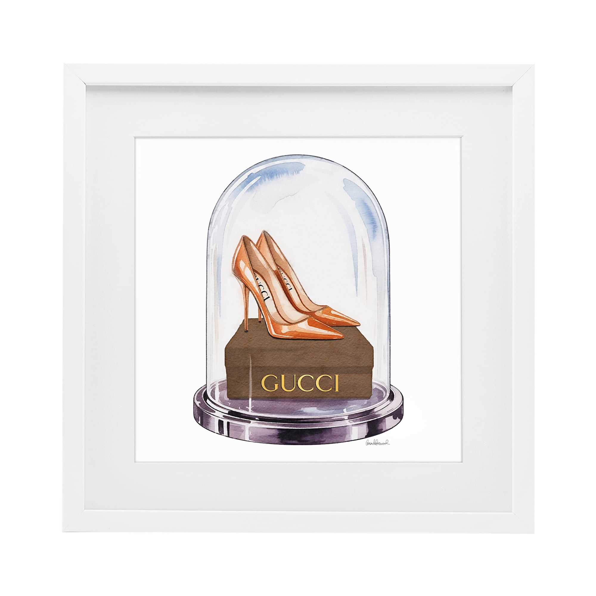 Stupell Industries Satin Heels in Bell Jar White Framed Print Under Glass, design by Amanda Greenwood