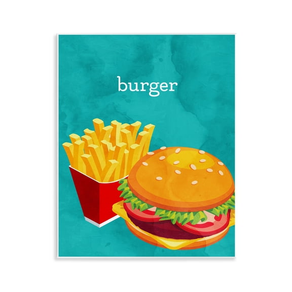 Stupell Industries Satisfying Burger & Fries Food & Beverage Painting Unframed Art Print Wall Art, 11 x 14