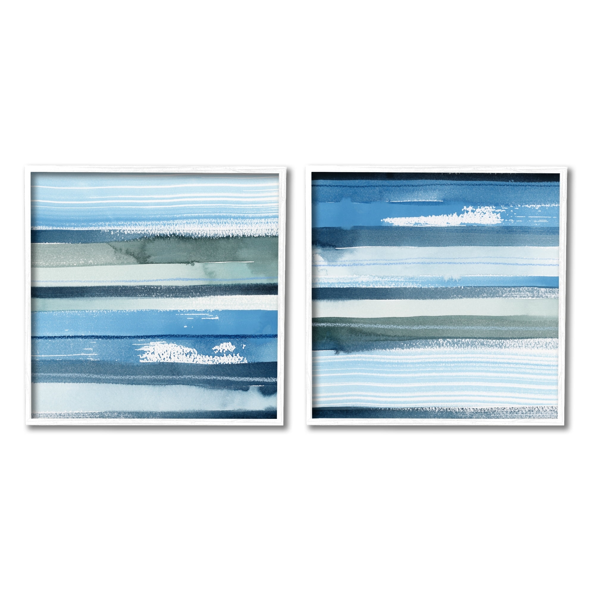 Stupell Industries Saturated Blue Landscape Abstract Scenery Brush Strokes Painting White Framed Art Print Wall Art, Set of 2, Design by Grace Popp