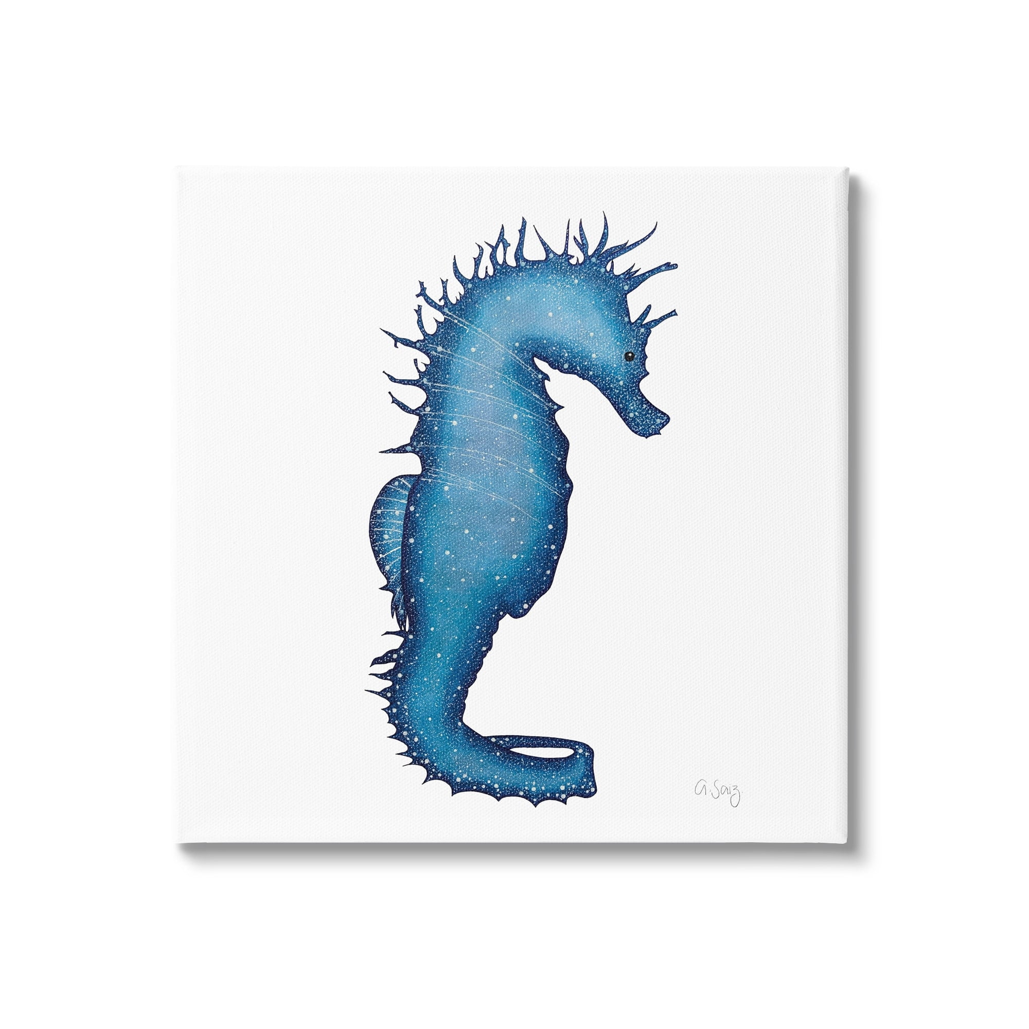 Stupell Industries Saturated Seahorse Blue Speckled Stars Sea Life Canvas Wall Art, 30 x 30, Design by Ale Saiz Studio