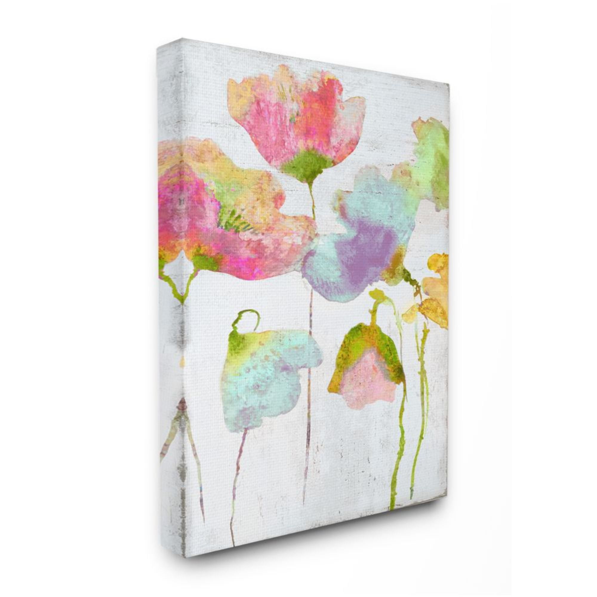 Stupell Industries Saturated Watercolor Flowers Whimsical Blue Pink Green Design by Vanessa Austin, 24" x 30"