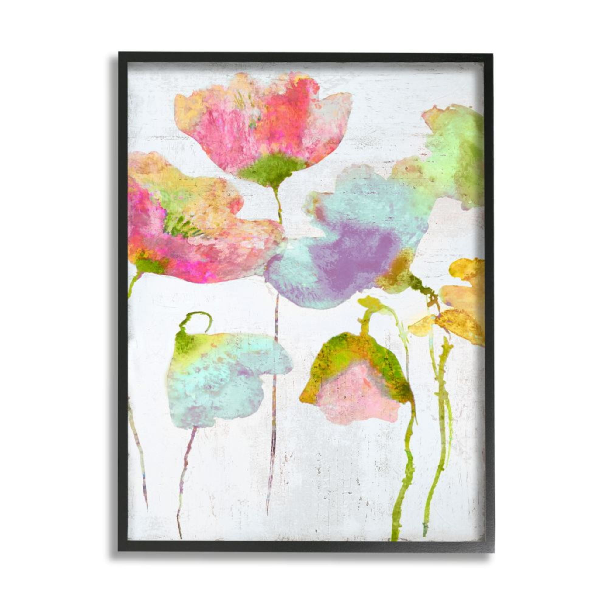 Stupell Industries Saturated Watercolor Flowers Whimsical Blue Pink Green Design by Vanessa Austin