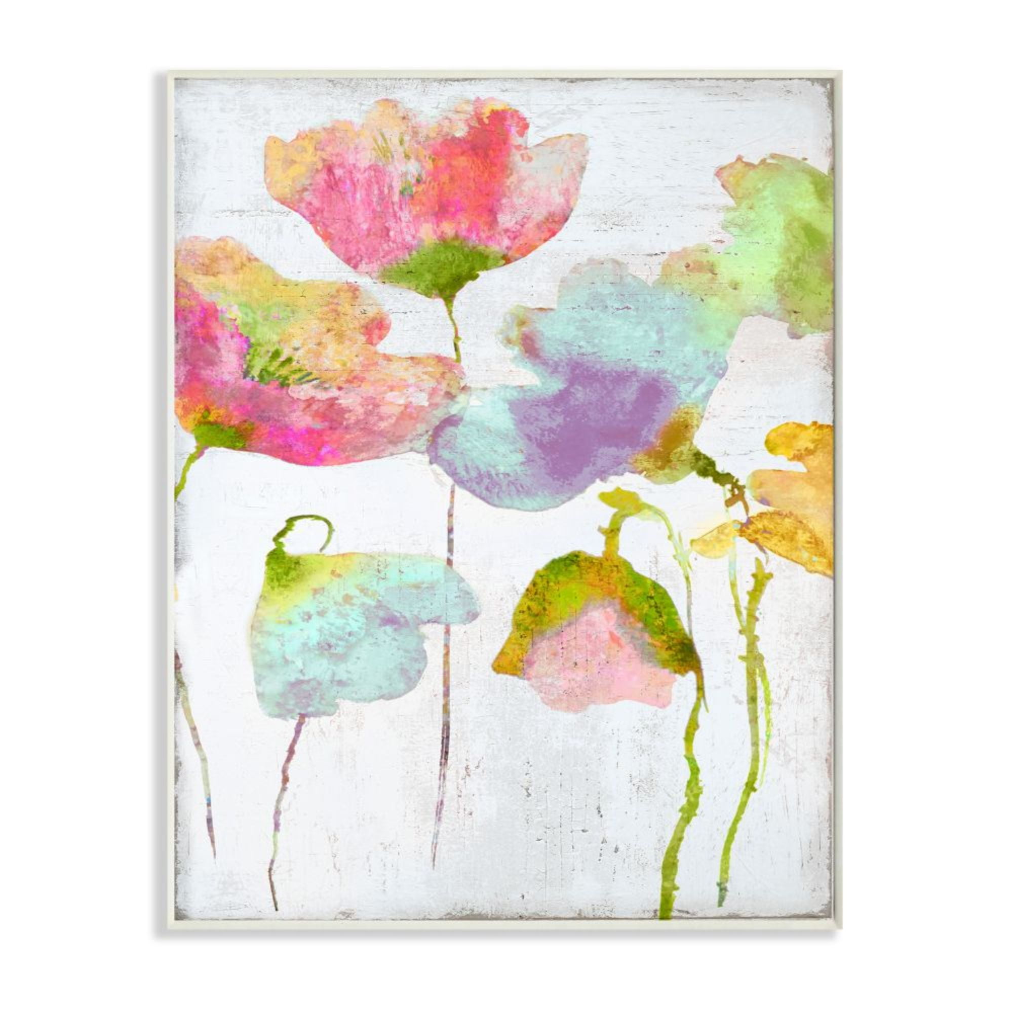 Stupell Industries Saturated Watercolor Flowers Whimsical Blue Pink Green Design by Vanessa Austin