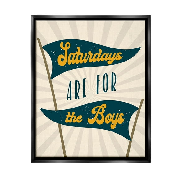 Stupell Industries Saturdays For Boys Typography Painting Black Floater Framed Canvas Art Print Wall Art, 17 x 21
