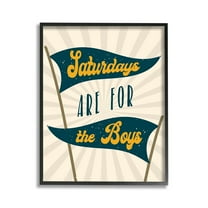 Stupell Industries Saturdays For Boys Typography Painting Black Framed Art Print Wall Art, 11 x 14