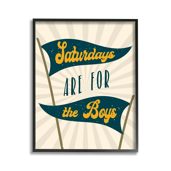 Stupell Industries Saturdays For Boys Typography Painting Black Framed Art Print Wall Art, 11 x 14