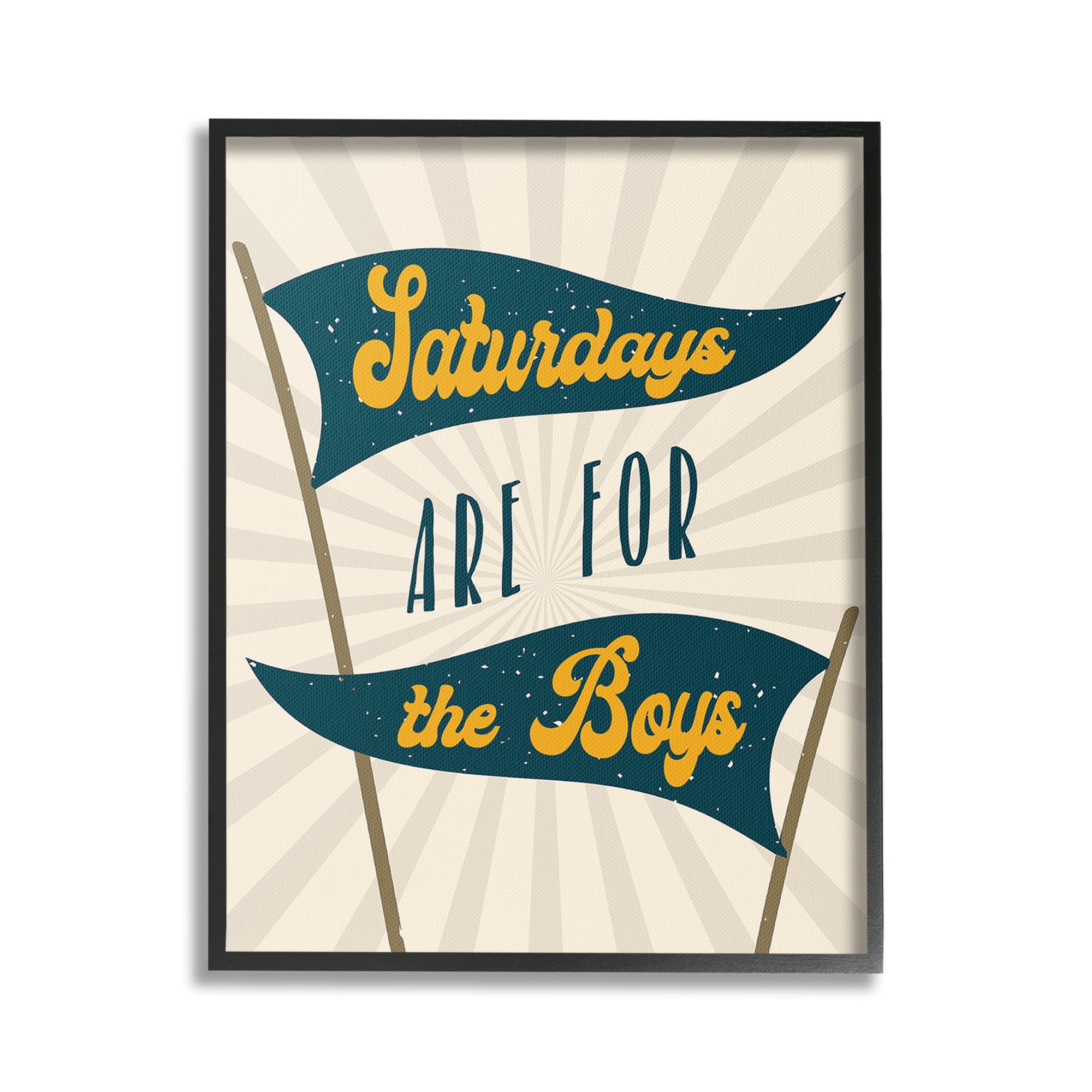 Stupell Industries Saturdays For Boys Typography Painting Black Framed Art Print Wall Art, 16 x 20