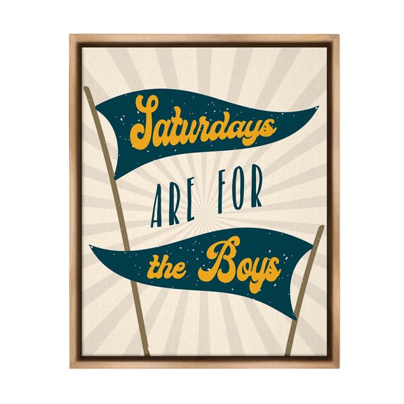 Stupell Industries Saturdays For Boys Typography Painting Brown Floater Framed Canvas Art Print Wall Art, 17 x 21