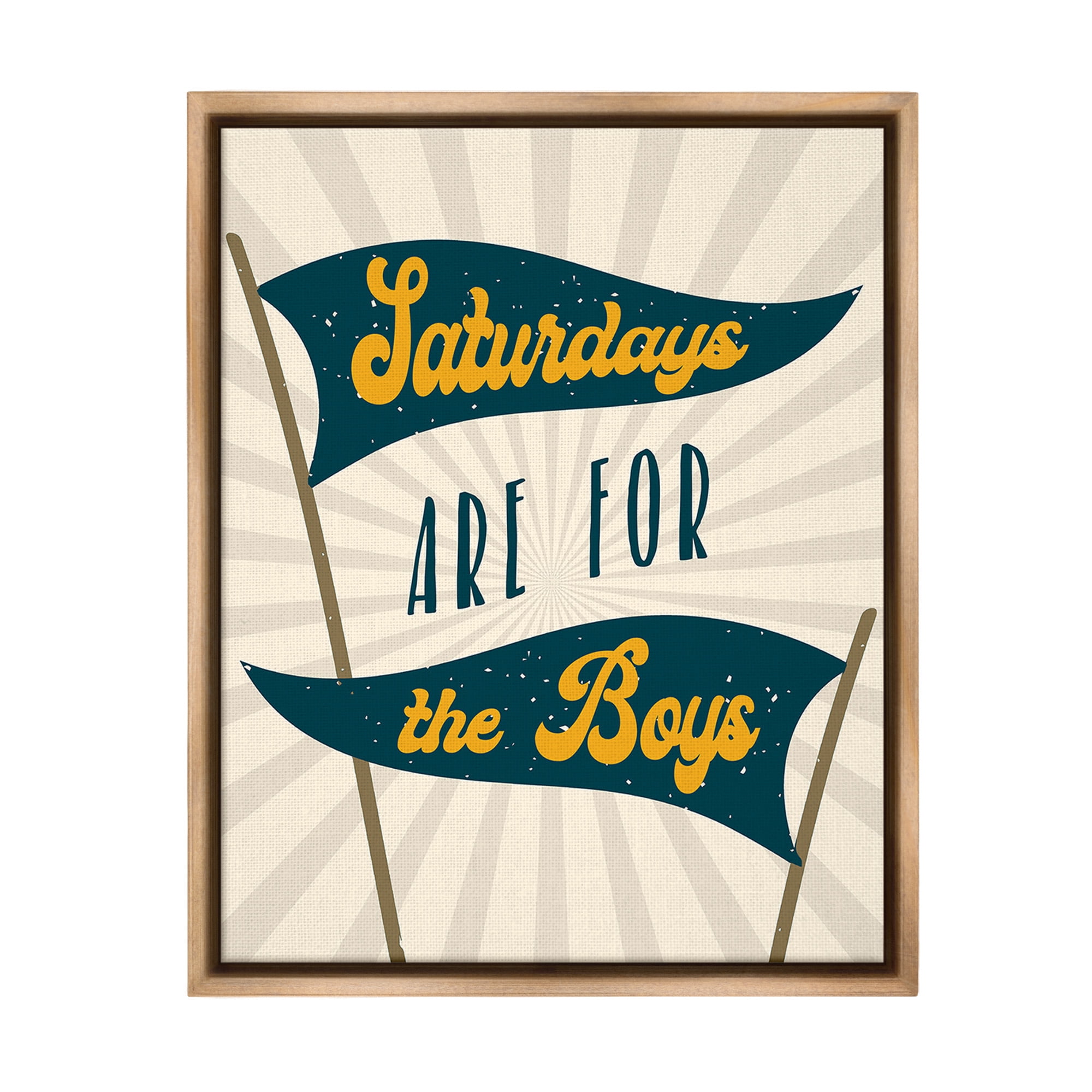 Stupell Industries Saturdays For Boys Typography Painting Brown Floater Framed Canvas Art Print Wall Art, 25 x 31