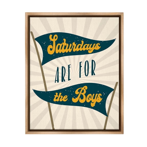 Stupell Industries Saturdays For Boys Typography Painting Brown Floater Framed Canvas Art Print Wall Art, 25 x 31