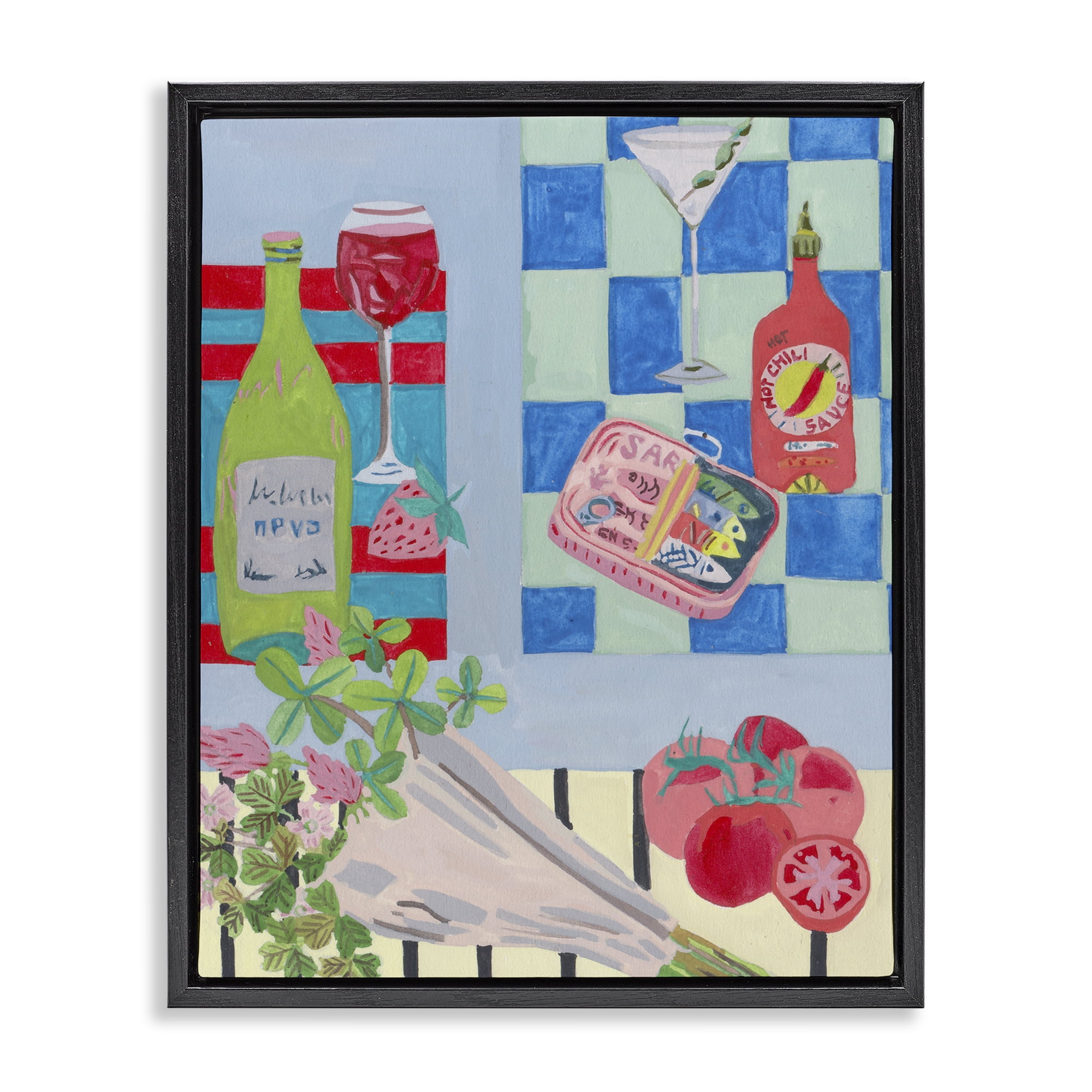 Stupell Industries Saucy Kitchen Secrets Black Framed Floater Canvas Wall Art, design by Melissa Wang