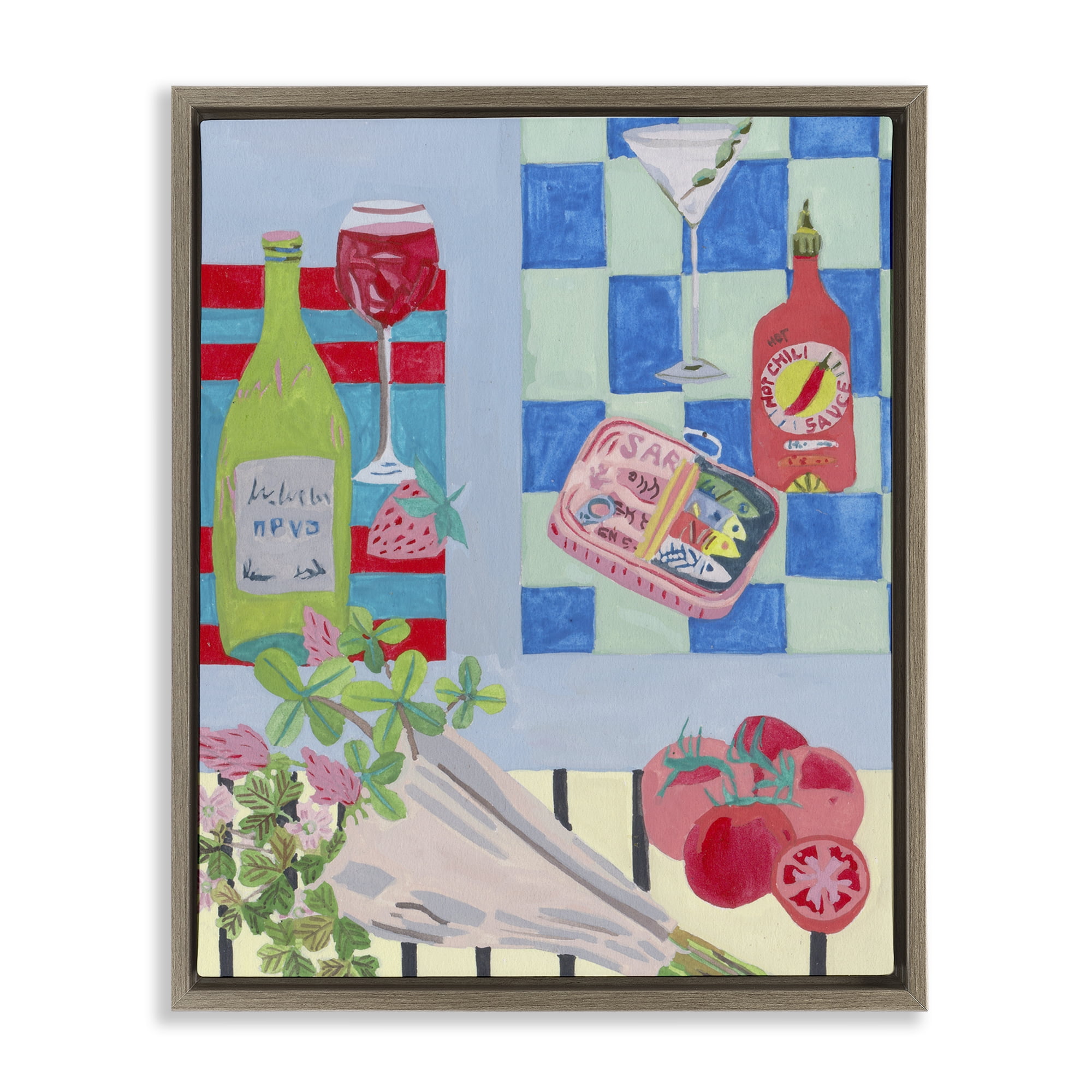 Stupell Industries Saucy Kitchen Secrets Brown Framed Floater Canvas Wall Art, design by Melissa Wang