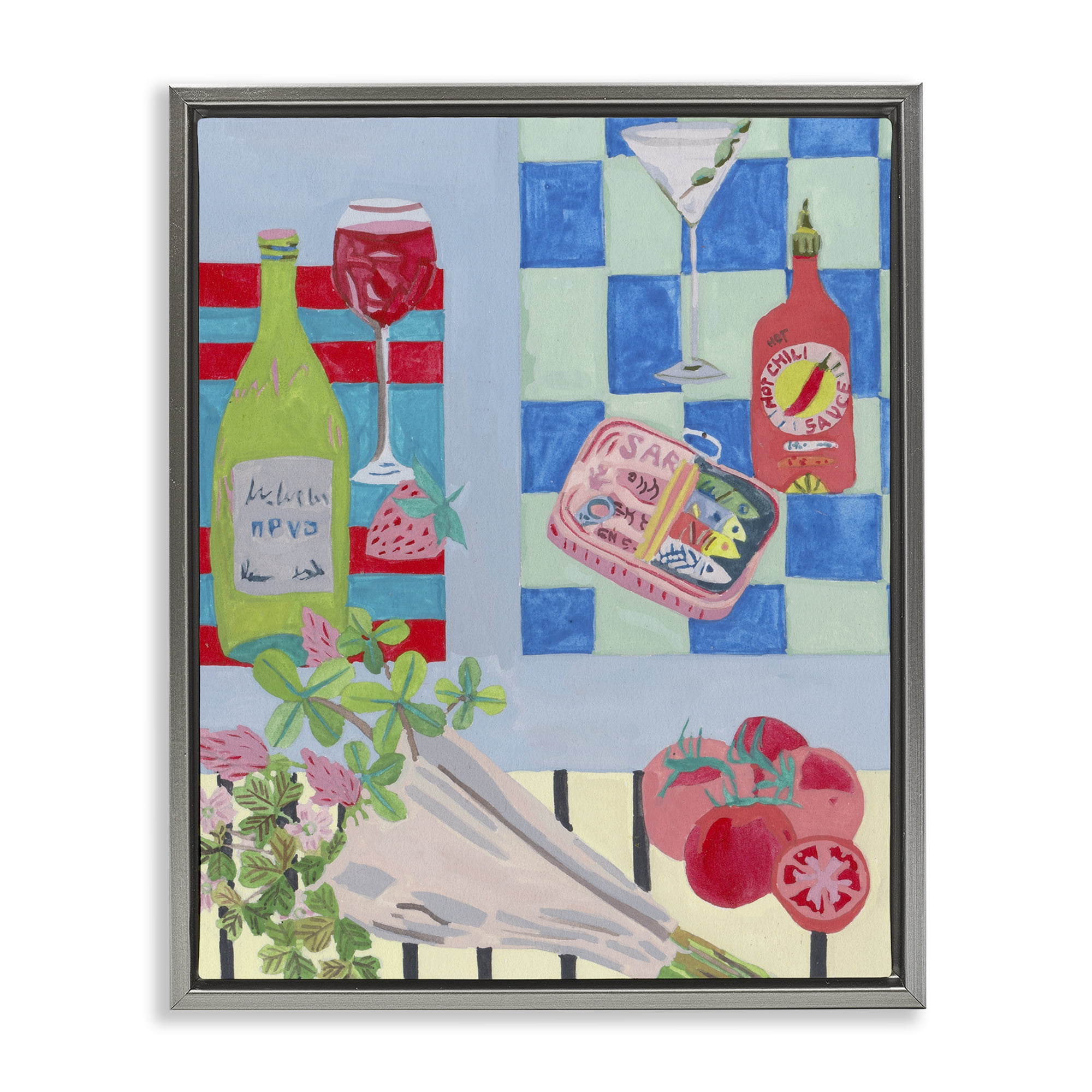 Stupell Industries Saucy Kitchen Secrets Gray Framed Floater Canvas Wall Art, design by Melissa Wang