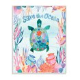 thumbnail image 1 of Stupell Industries Save The Ocean Sentiments Floral Pattern Tortoise,13 x 19,Designed by Corinne Lent, 1 of 6