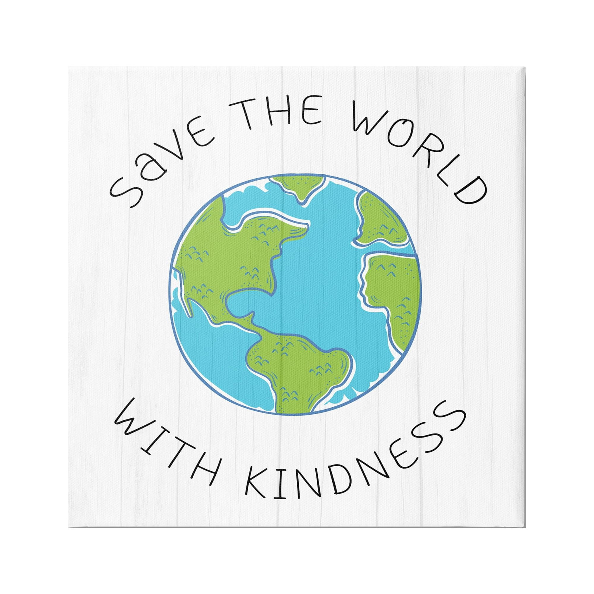 Stupell Industries Save The World With Kindness Planet Earth Symbol,36 x 36, Design by Daphne Polselli