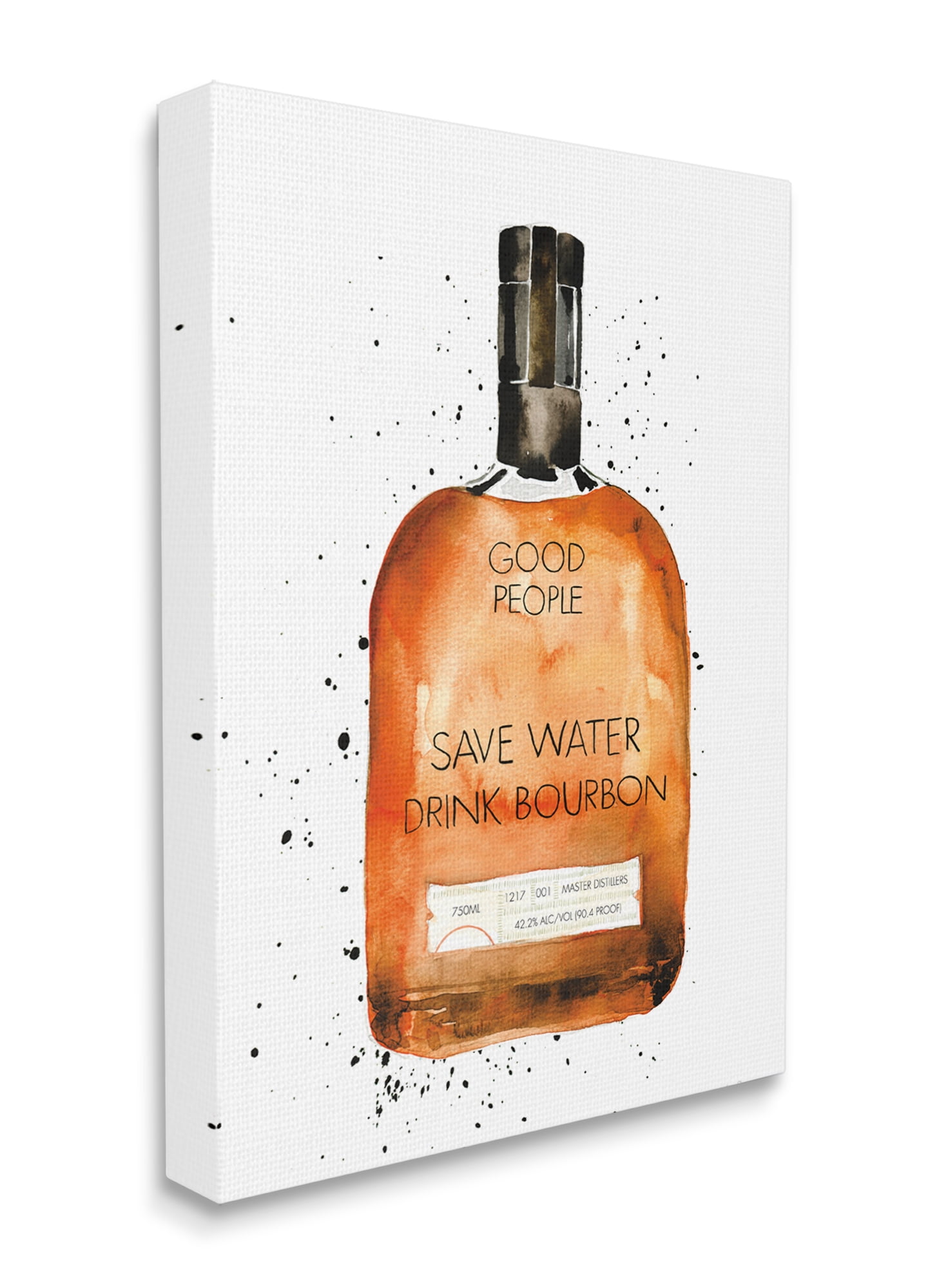 Stupell Industries Save Water Drink Bourbon Quote Common Liquor Bottle Canvas Wall Art, 16 x 20, Design by Mercedes Lopez Charro