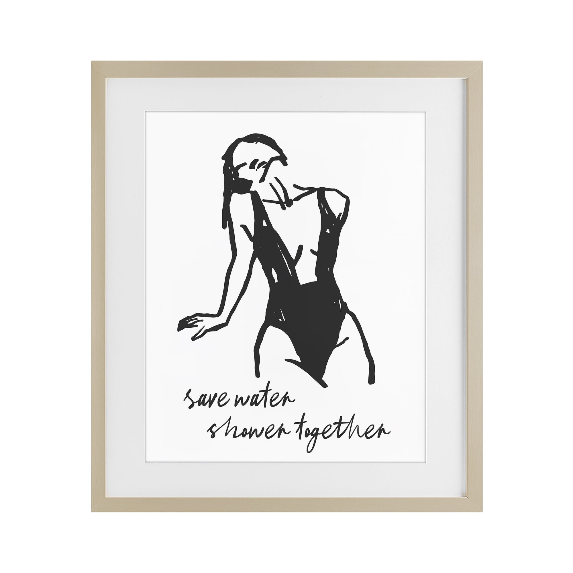 Stupell Industries Save Water Shower Together Birch Framed Print Under Glass, design by Lettered and Lined