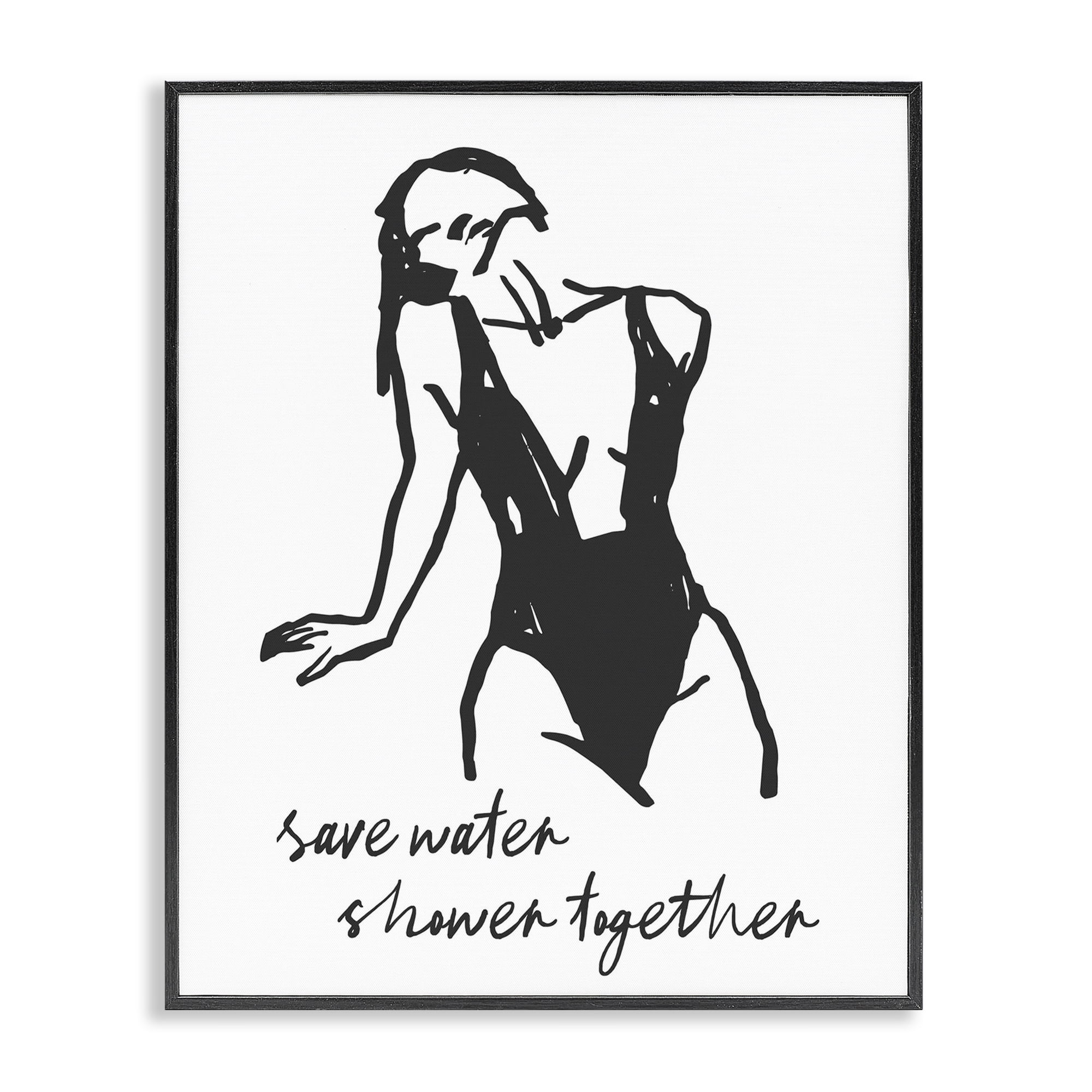 Stupell Industries Save Water Shower Together Black Framed Giclee Art, design by Lettered and Lined