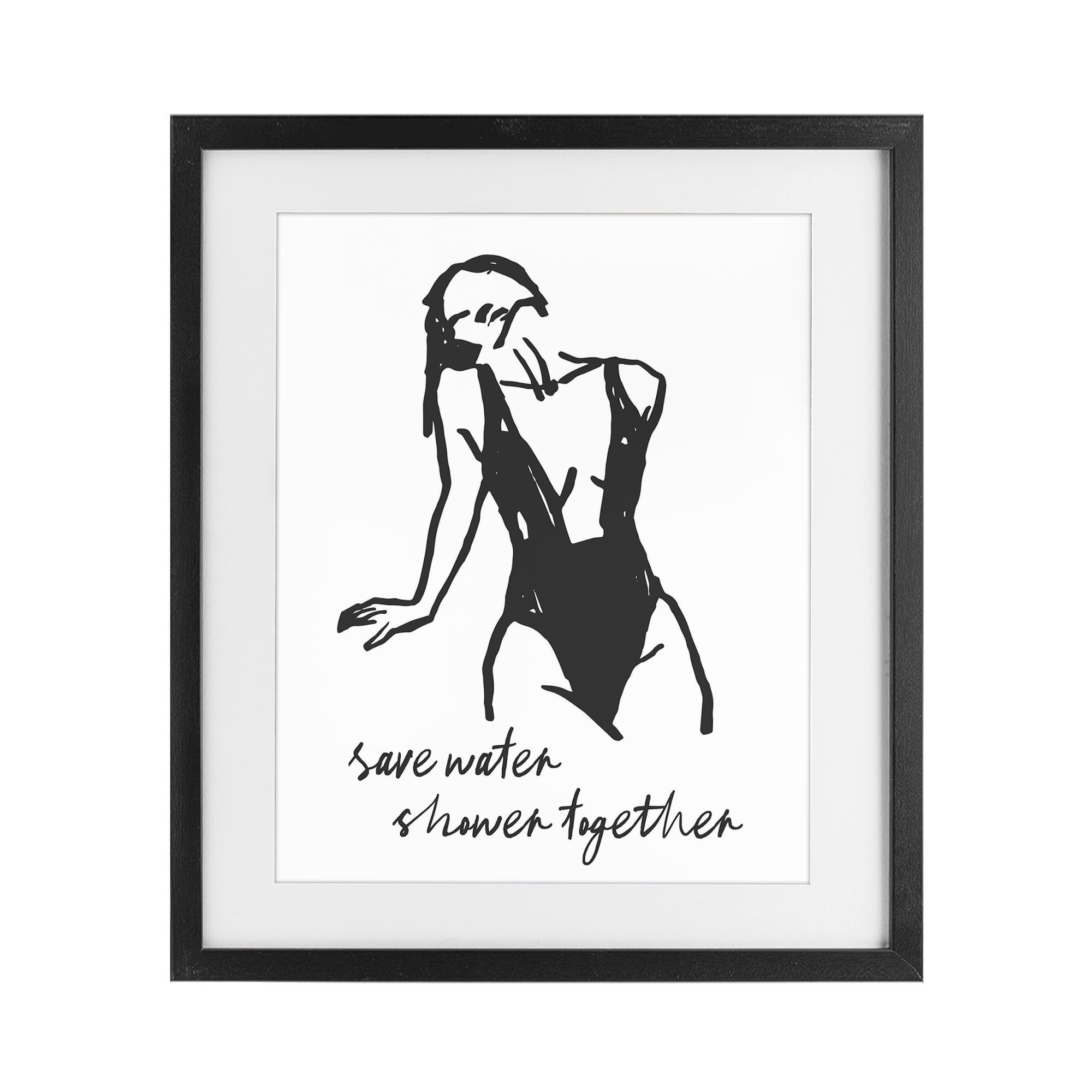 Stupell Industries Save Water Shower Together Black Framed Print Under Glass, design by Lettered and Lined