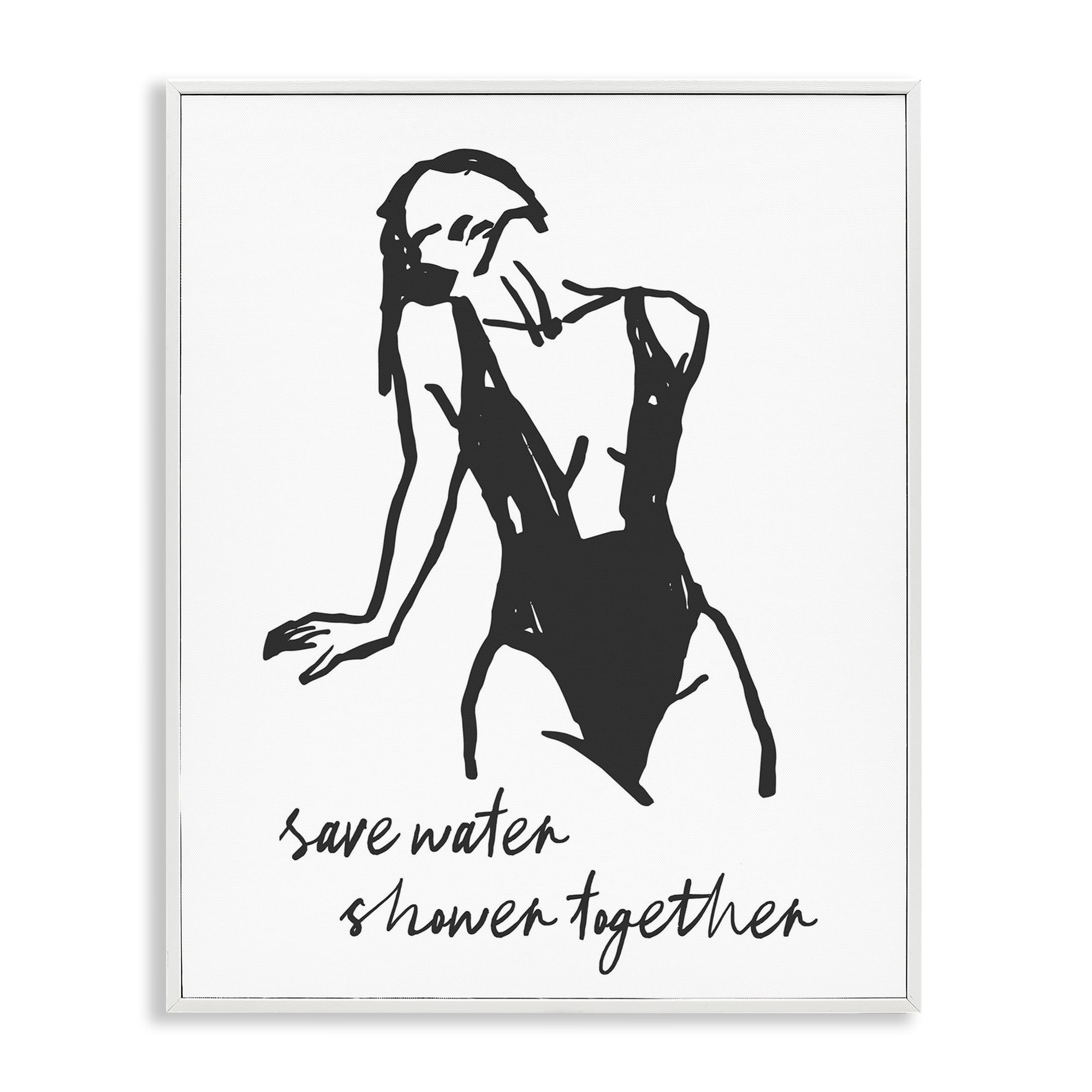 Stupell Industries Save Water Shower Together White Framed Giclee Art, design by Lettered and Lined