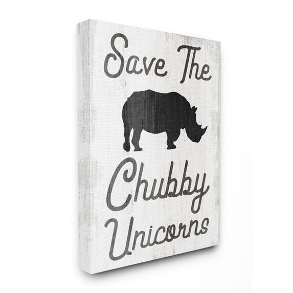 Stupell Industries Save the Chubby Unicorns Rhino Animal Humor Canvas Wall Art Design by Daphne Polselli, 30" x 40"