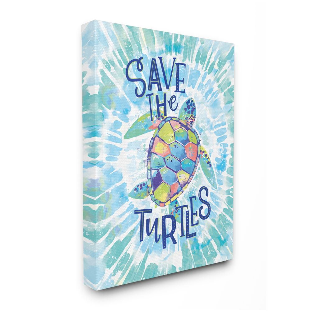 Stupell Industries Save the Turtles Phrase over Blue Tie Dye Designed by Loni Harris