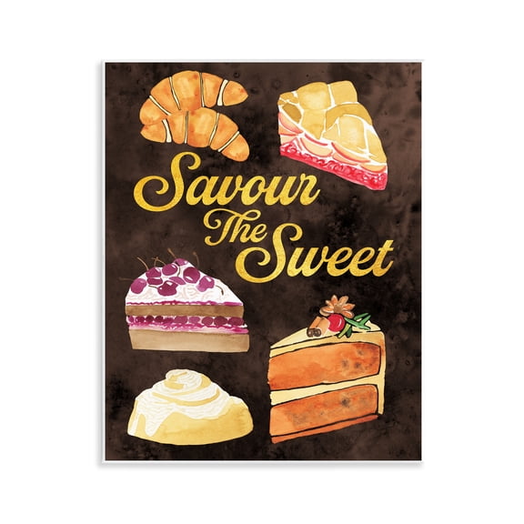 Stupell Industries Savour The Sweet Dessert Wall Plaque Art design by Hillary Holt, 14 x 11