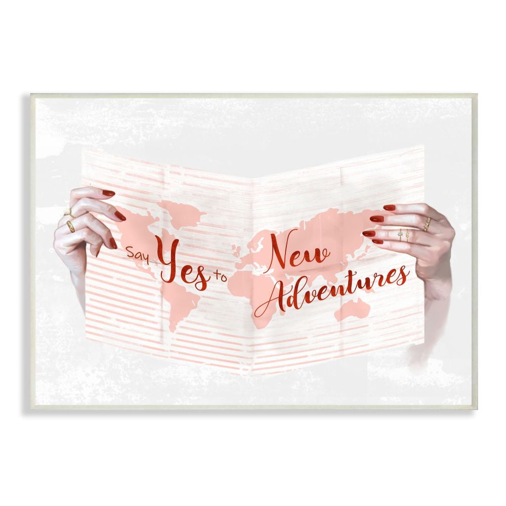 Stupell Industries Say Yes to New Adventures Red Text Travel Sentiments Graphic Art Unframed Art Print Wall Art, 13x19, by Ziwei Li