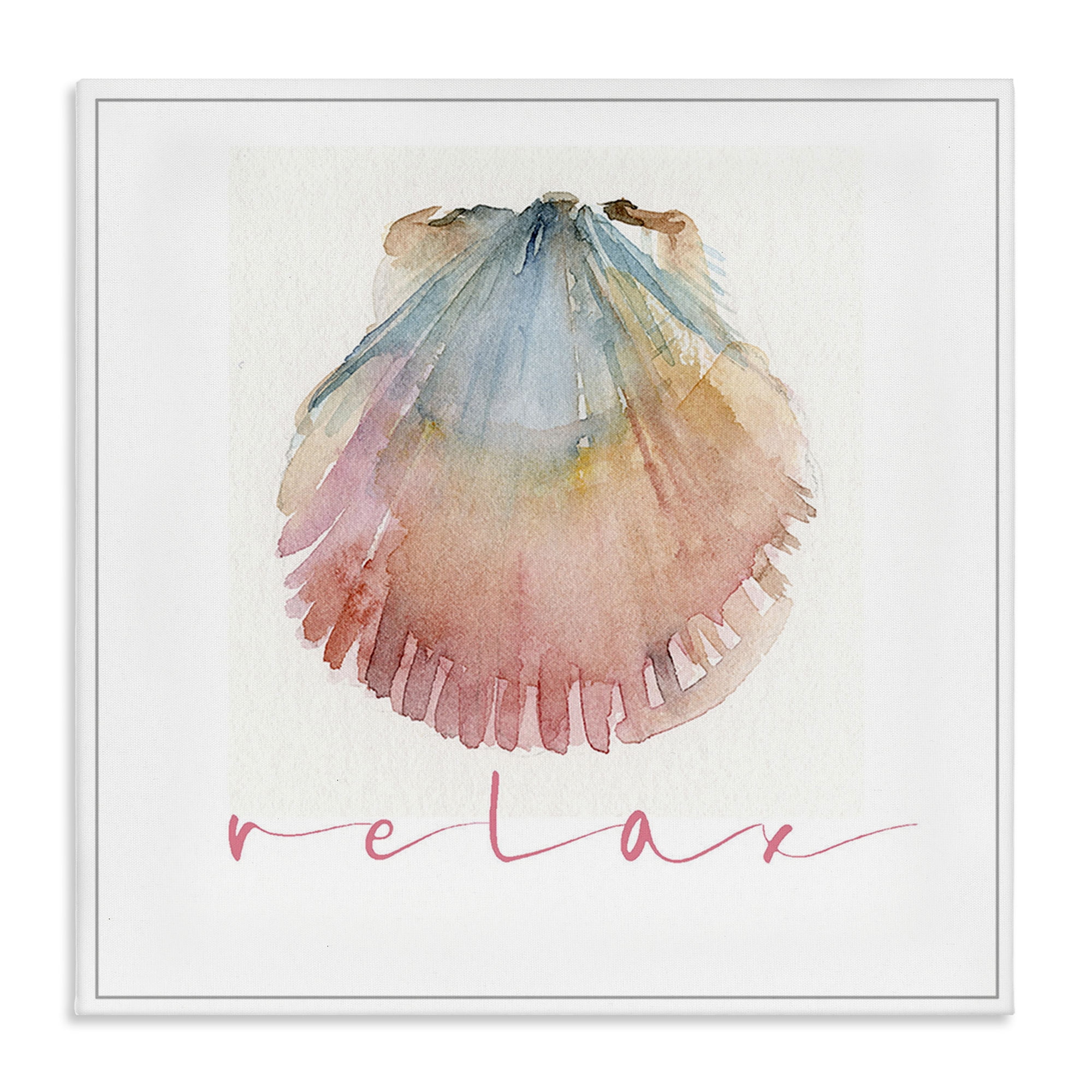 Stupell Industries Scallop Shell Relax Nautical & Beach Painting Wrapped Canvas Art Print Wall Art, 30 x 30