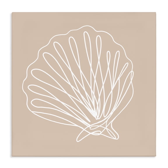 Stupell Industries Scandinavian Clam Shell Squiggle Doodle Tan Sea Life Canvas Art, 17 x 17, by Lil' Rue