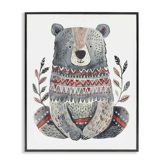 Stupell Industries Scandinavian Style Bear Animals Painting Black Framed Art Print Wall Art, 11 x 14
