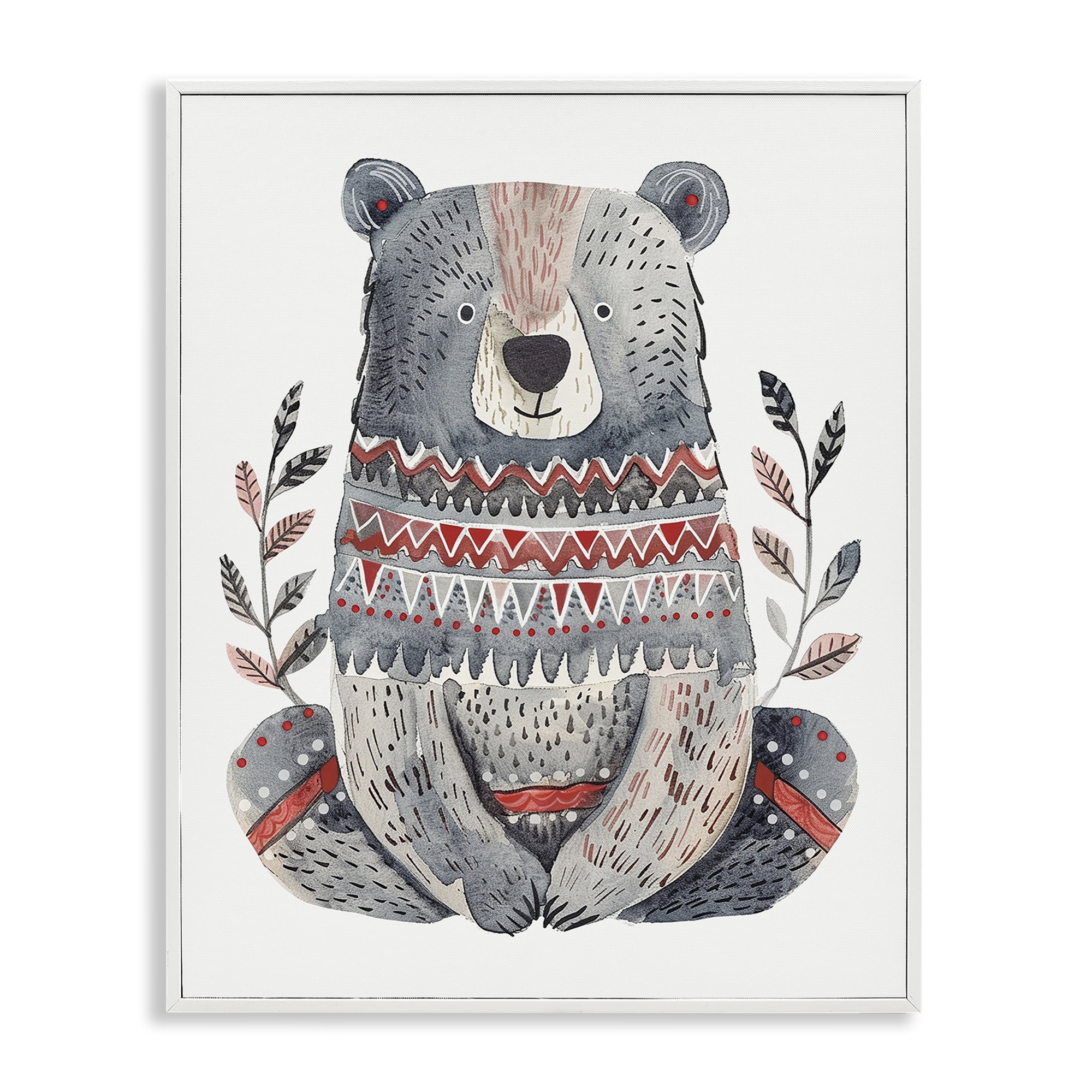 Stupell Industries Scandinavian Style Bear Animals Painting White Framed Art Print Wall Art, 24 x 30