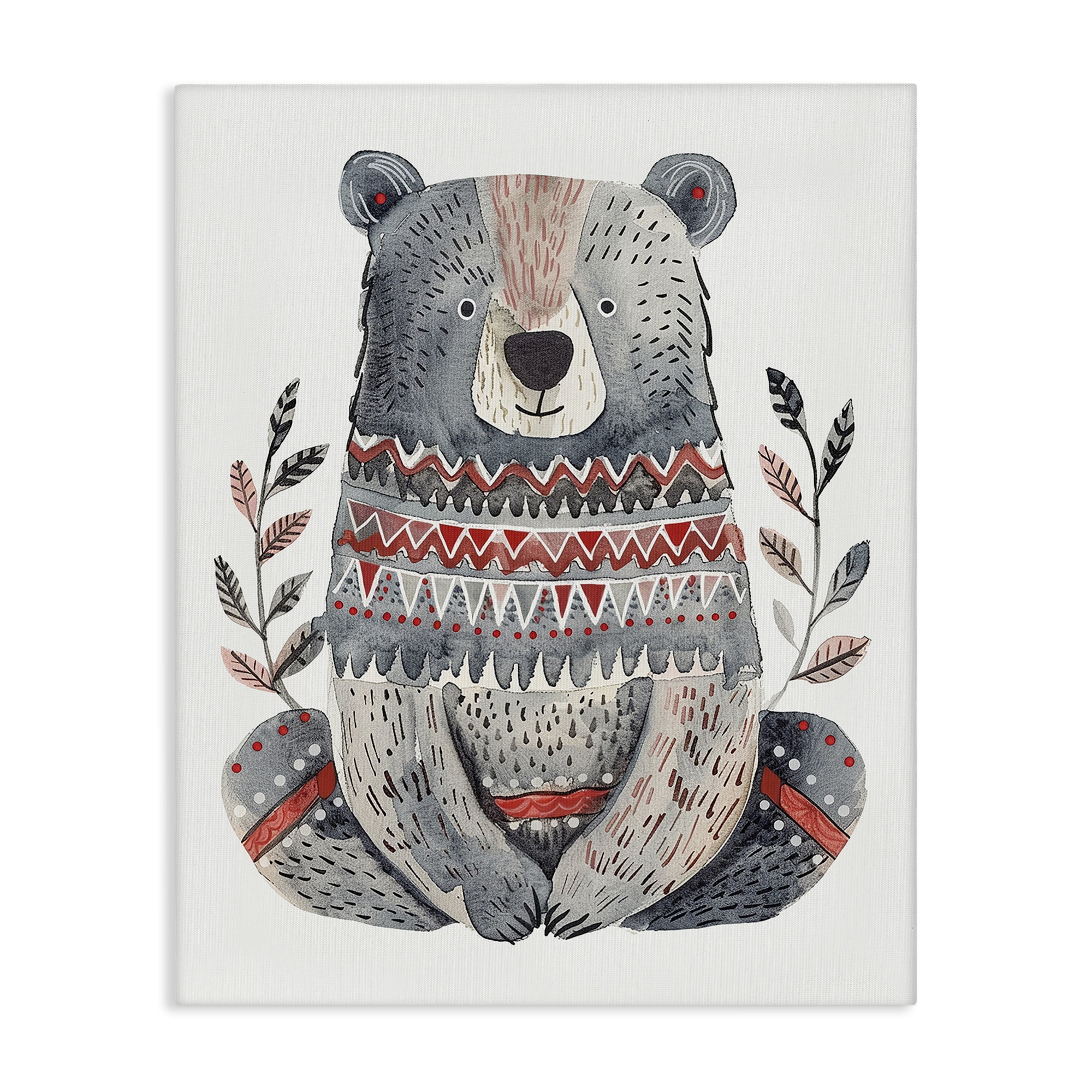 Stupell Industries Scandinavian Style Bear Animals Painting Wrapped Canvas Art Print Wall Art, 16 x 20