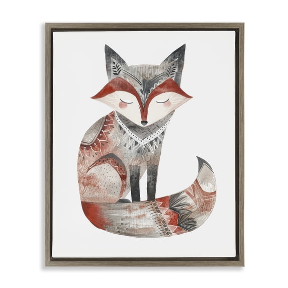 Stupell Industries Bohemian Scandinavian Style Fox Brown Floating Frame Canvas Art, 17 x 21, by LSR Design Studio