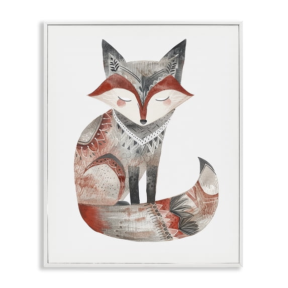 Stupell Industries Bohemian Scandinavian Style Fox White Framed Giclee Art, 11 x 14, by LSR Design Studio