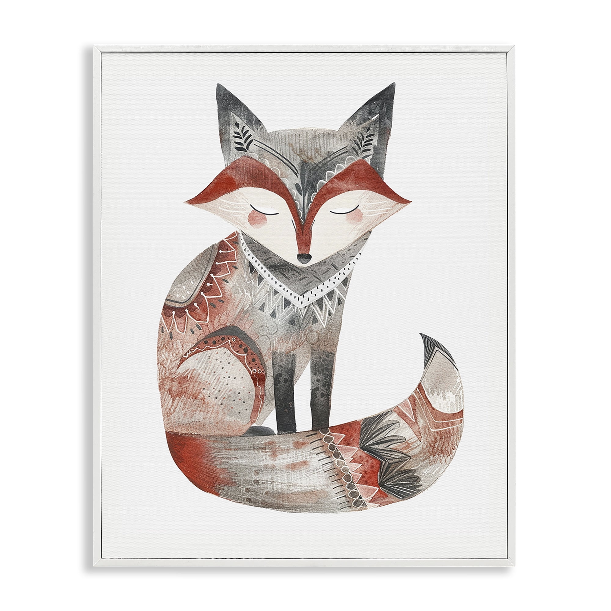 Stupell Industries Scandinavian Style Fox Animals Painting White Framed Art Print Wall Art, 24 x 30