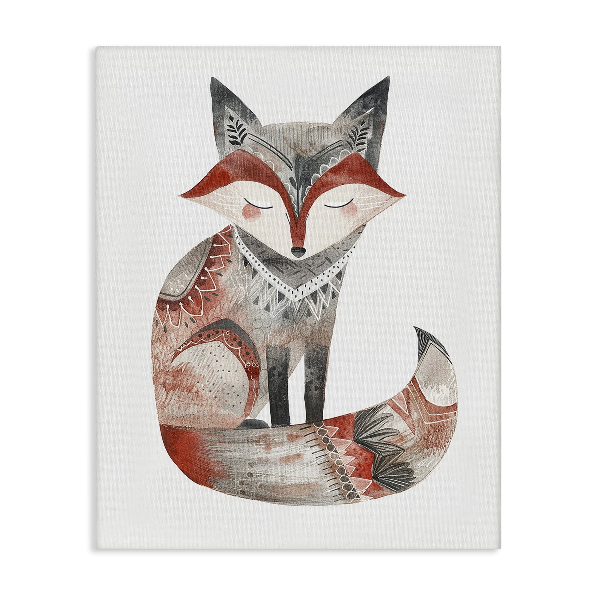 Stupell Industries Scandinavian Style Fox Animals Painting Wrapped Canvas Art Print Wall Art, 24 x 30