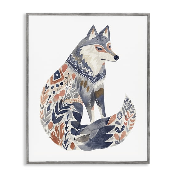 Stupell Industries Bohemian Scandinavian Style Wolf Gray Framed Giclee Art, 11 x 14, by LSR Design Studio