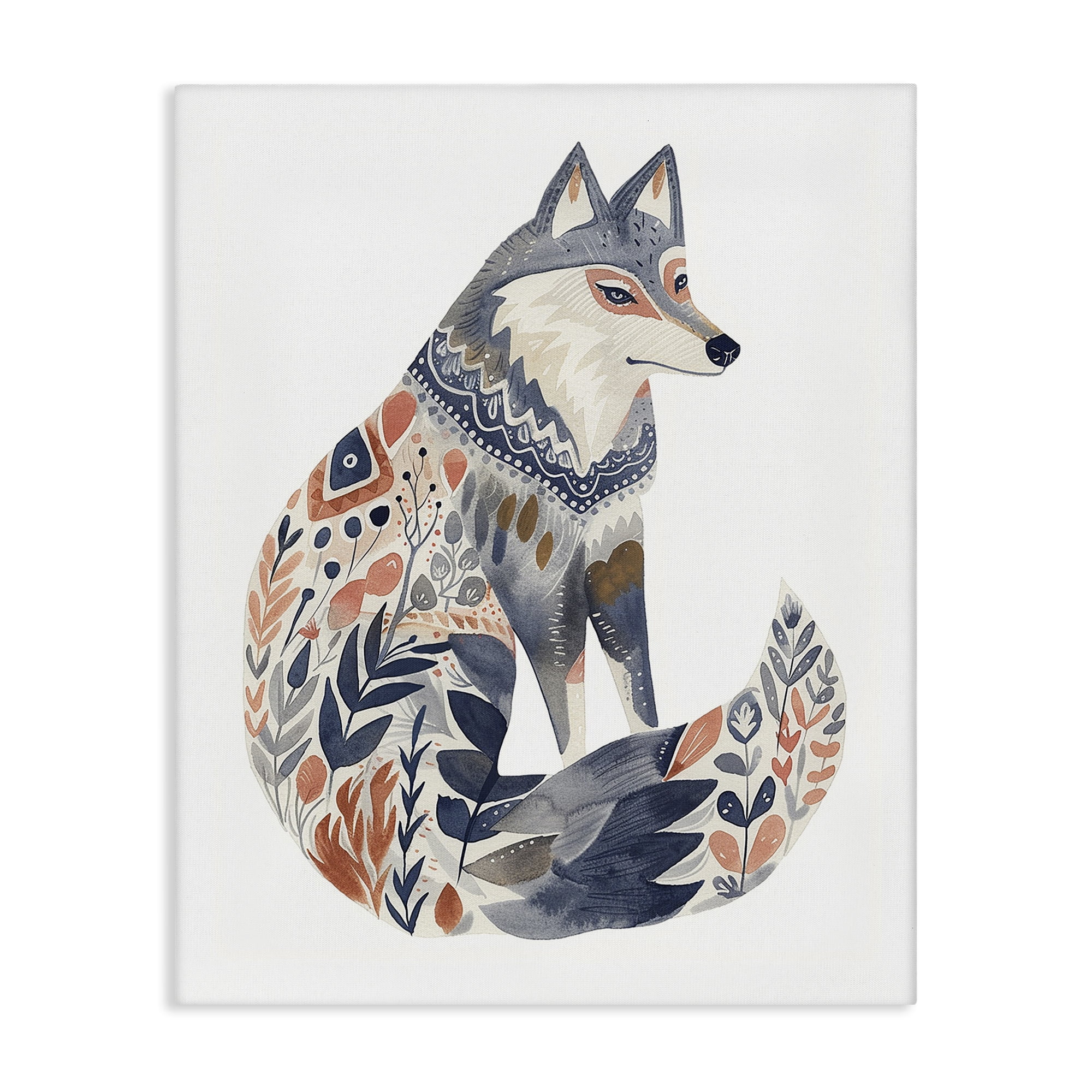 Stupell Industries Scandinavian Style Wolf Animals Painting Wrapped Canvas Art Print Wall Art, 16 x 20