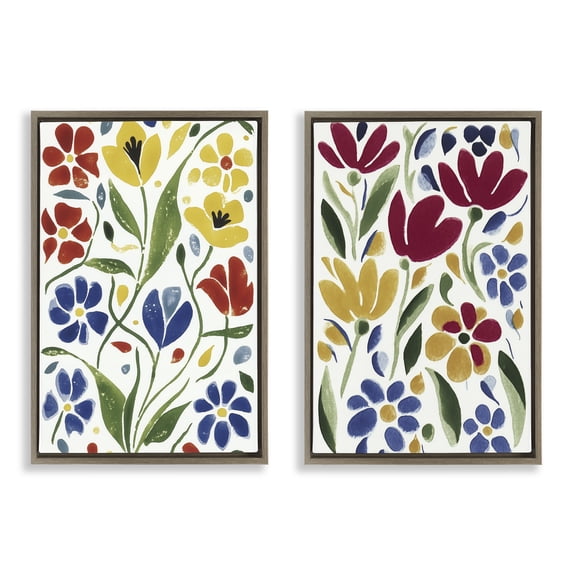Stupell Industries Bohemian Scandinavian Wild Flowers Brown 2pc Floating Frame Art Set, 21 x 31 each, by Annabelle Hall